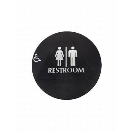 DON-JO Black Restroom with Man, Woman, and Wheelchair Bathroom Sign CHS8